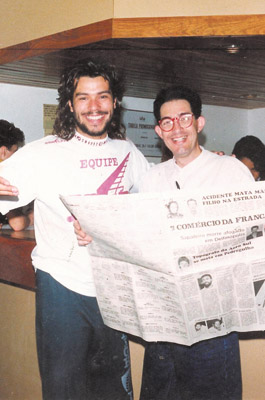 Lá em 1990...  ele, Maurício Mattar, e Higininho. E o Comércio, claro, em mãos!