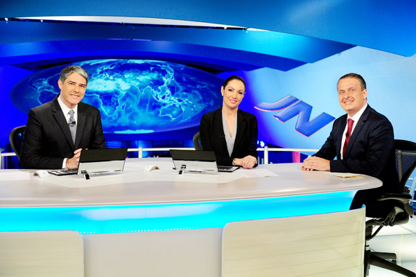 Willian Bonner e Patricia Poeta na entrevista com Eduardo Campos, na última terça-feira, no Jornal Nacional da TV Globo 