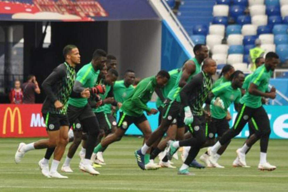 Jogadores da Nigéria durante treino