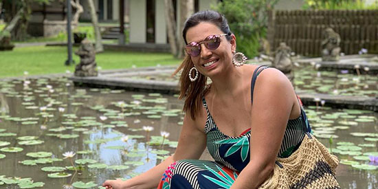 Nas férias em Bali, na Indonésia, a médica Raquel Toledo