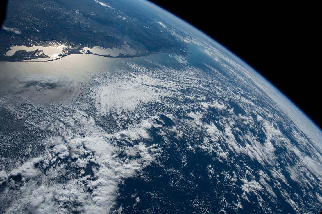 A ponta sul do Brasil na fronteira com o Uruguai visto desde a Estação Espacial