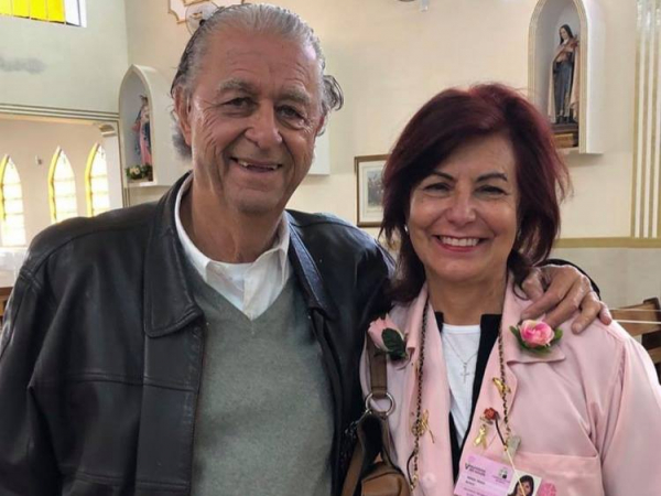 Na missa que celebrou o aniversário do GVSF, recentemente, a presença do casal Francisco Coelho Rocha e Maria Paula do Val