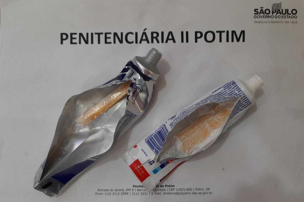 Maconha sintética é apreendida em tubos de pasta de dente enviados à Penitenciária II de Potim