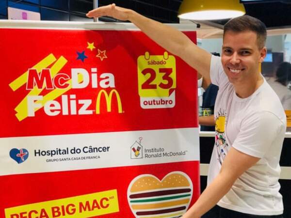 Tiago Valentim, um dos padrinhos do McDia Feliz 2021, convida Franca e região para participar da importante ação no dia 23 de outubro em prol das crianças e jovens em tratamento oncológico no Hospital do Câncer de Franca. 