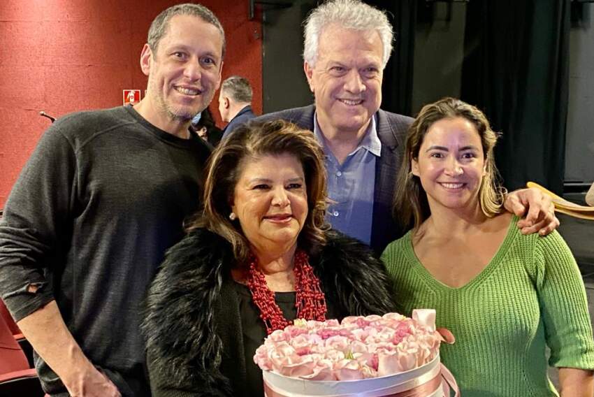 Luiza Helena Trajano e Pedro Bial com diretor da Livraria Cultura, Sérgio Herz, e a coordenadora de eventos Talita Mattos. 