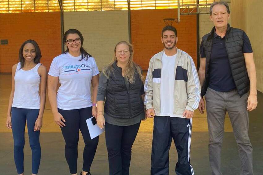 Equipe multidisciplinar que atua no projeto: Júlia Eduarda Teles, Dayana Rodrigues, Laís de Mello, Eduardo Melani e Marco Aurélio Chuí. 