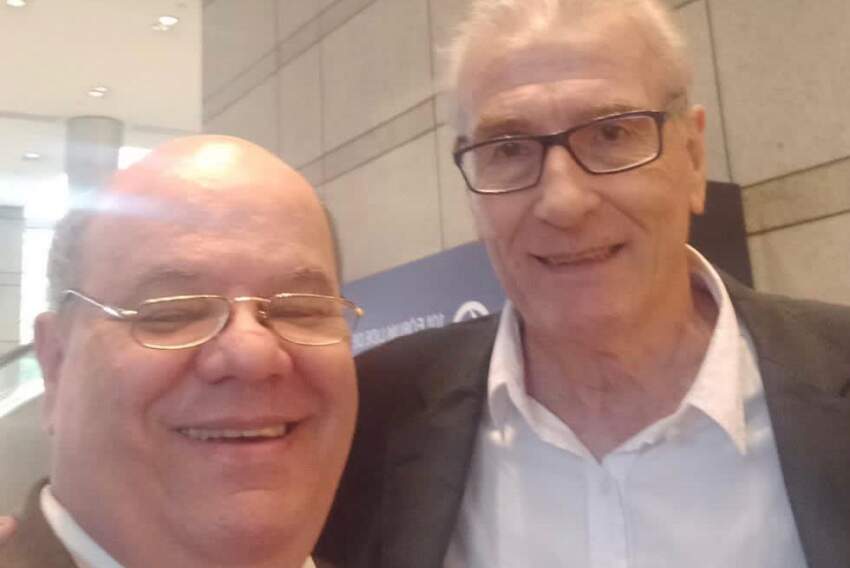 Em evento de liderança empresarial, Fausto Gianechini e José Vitor Mamede. 