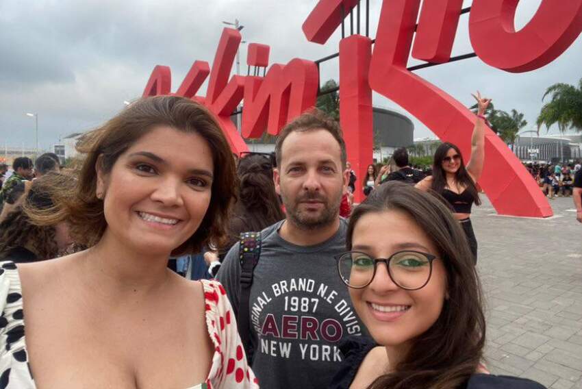 O casal Ana Paula Larquer e Daniel Fernandes e a filha Isabela curtiram todos os momentos do Rock in Rio 