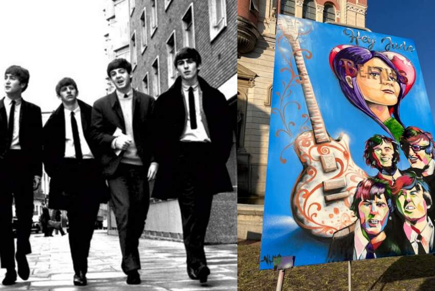 Beatles são retratados por grafites em São Paulo. Montagem com arte de Nino 