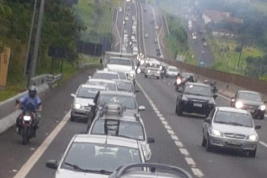 Trânsito congestionado na rodovia Candido Portinari momentos antes do jogo