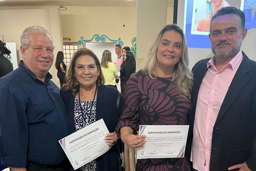 Diretoras da Apae de Franca, Noedi Martins e Fernanda Peixoto, com os maridos Samuel Freitas e Rogério Castro