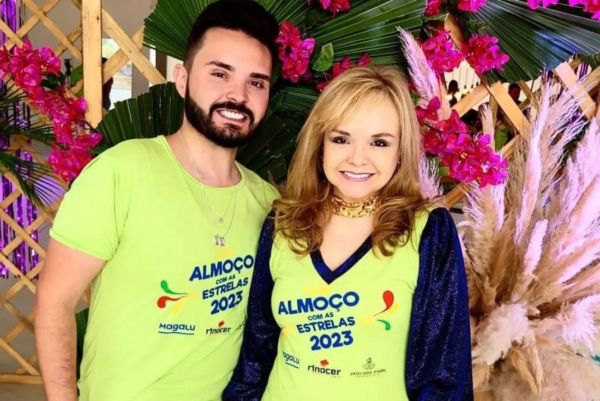 A odontóloga Maria Paula Figueiredo, com o filho Luis Filipe Nascimento, no Almoço com as Estrelas