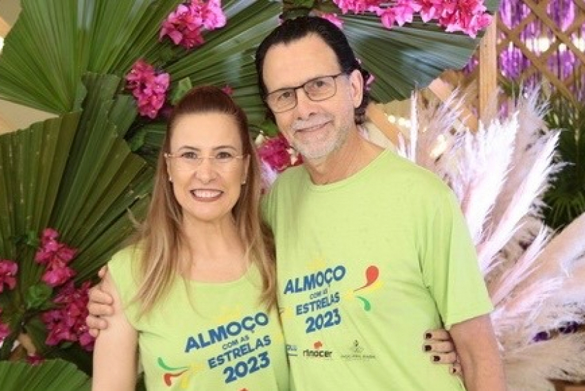 Diretor social da Apae-Franca, Agenor Gado, com sua esposa, sempre alto astral, Adriane Micheletti