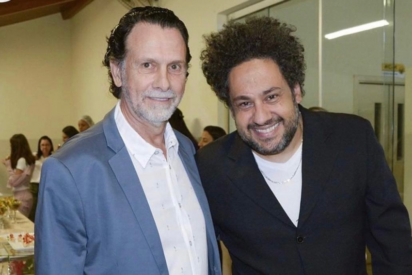 Diretor social da Apae de Franca, Agenor Gado, com o violonista de sucesso, Diego Figueiredo