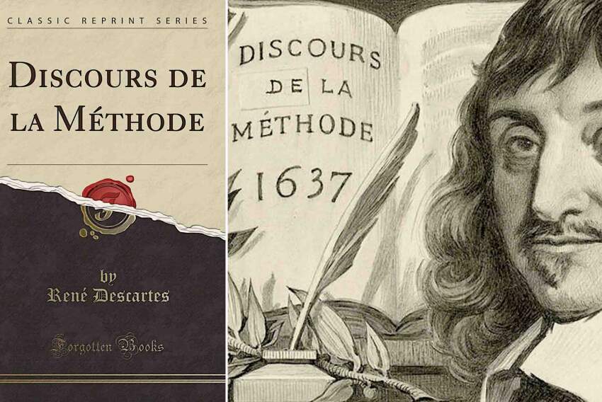 Livro de Descartes e sua foto como homenagem ao pai da Ciência contemporânea