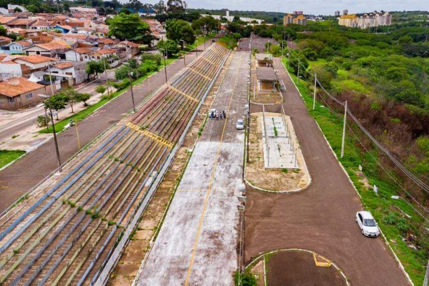 Vista aérea do Sambódromo de Bauru, interditado desde 2020