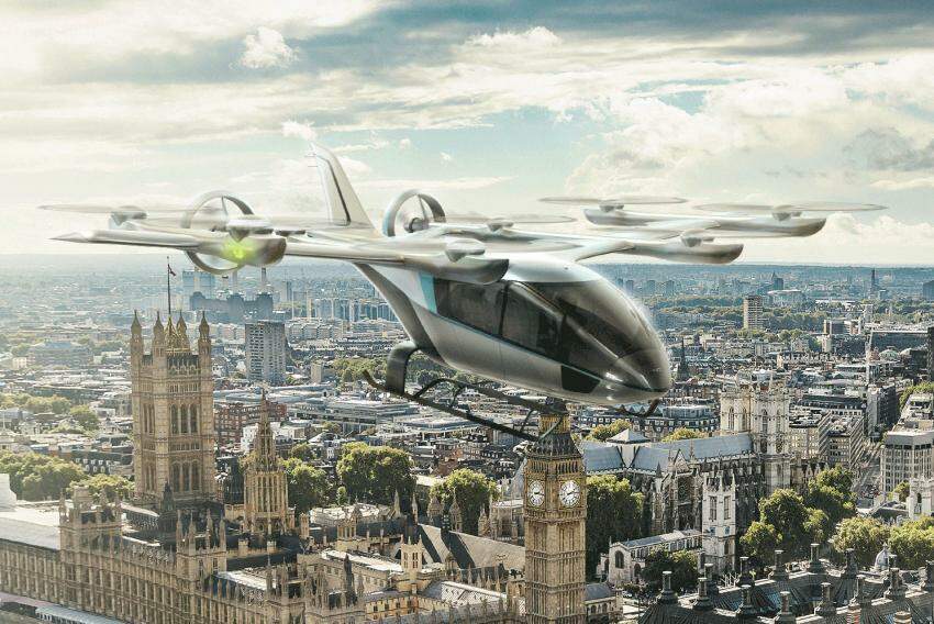 Modelo do carro voador elétrico da Eve Air Mobility, empresa ligada à Embraer