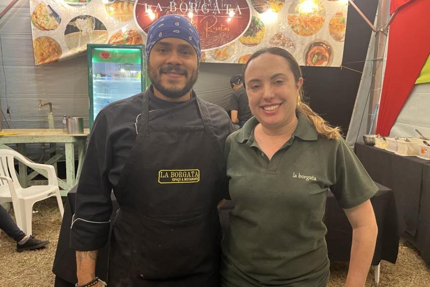 Chef Caio Henrique e a empresária-advogada Marilisa Meleti no espaço do La Borgata, lá pelos lados do Fest-Bar