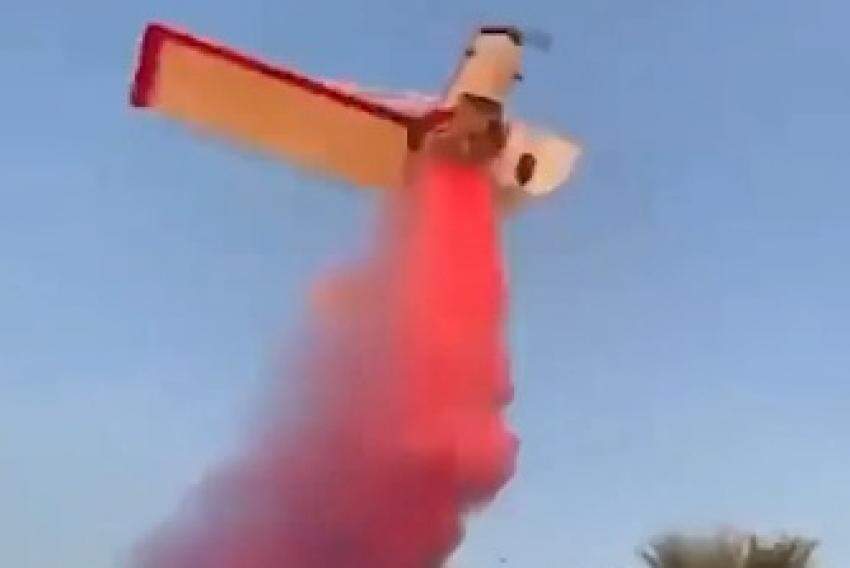 Momento em que avião sofre acidente enquanto soltava fumaça rosa em chá revelação