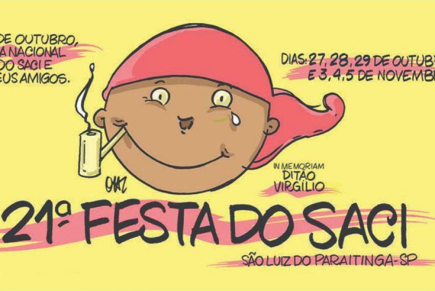 Cartaz da 21ª edição da tradicional Festa do Saci de São Luiz do Paraitinga