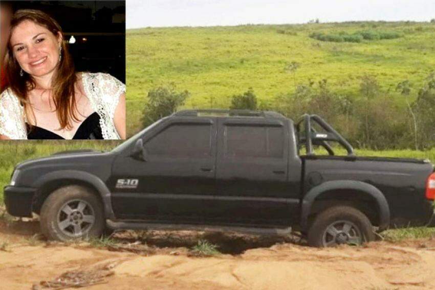 Camionete da família levada por assaltante foi abandonada próximo a canavial; Vanessa (destaque) foi assassinada