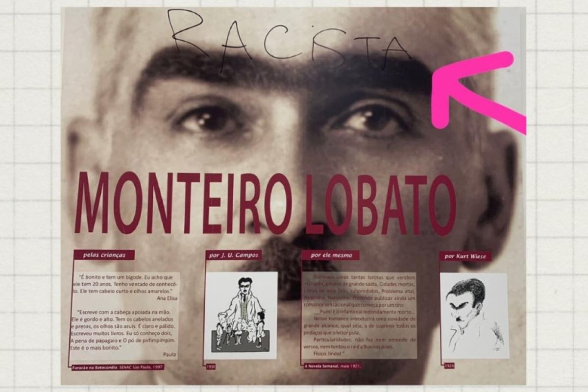 Quadro de Monteiro Lobato vandalizado na Unicamp