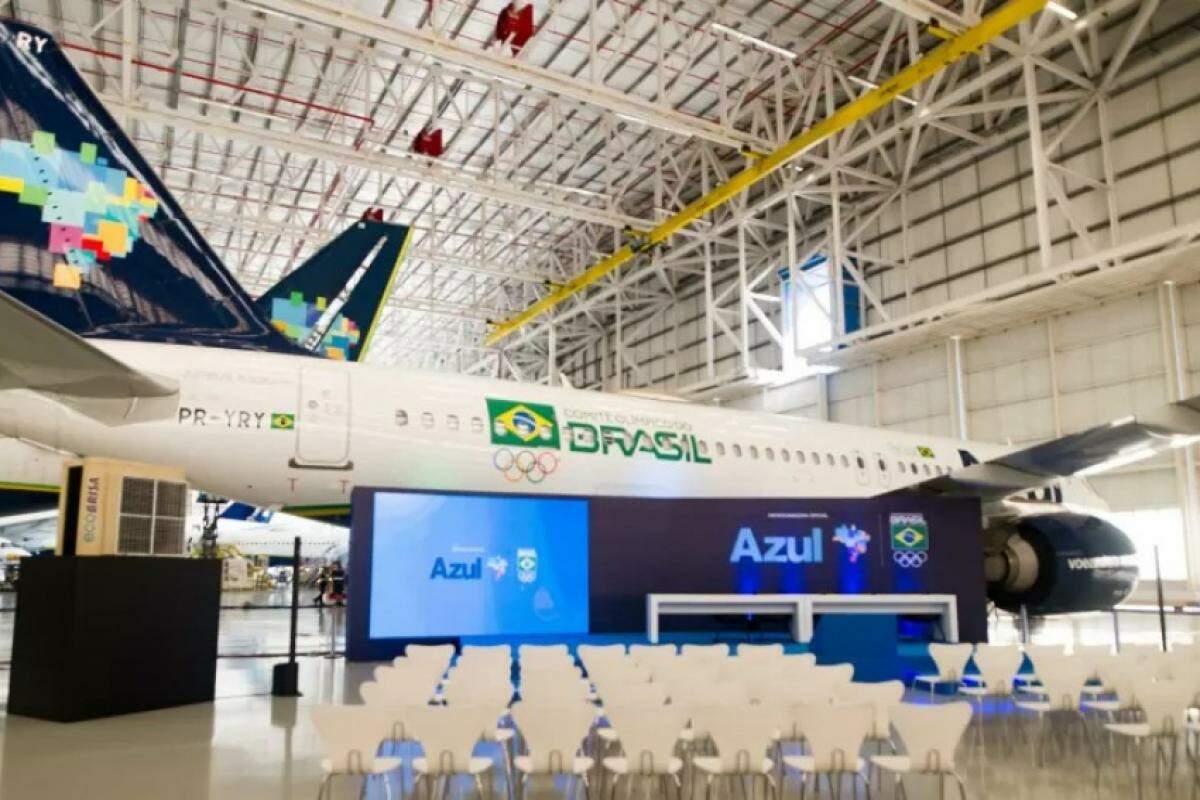 Azul apresentou Airbus A320, que será usado nas viagens, durante evento no Aeroporto de Viracopos, em Campinas