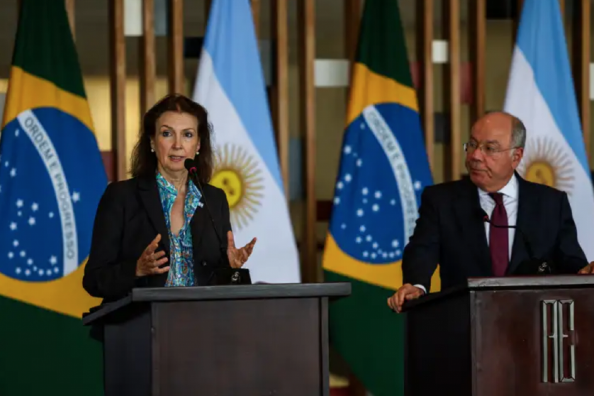 A fala da chanceler da Argentina ocorreu após reunião com o ministro das Relações Exteriores, Mauro Vieira, no Itamaraty, em Brasília.