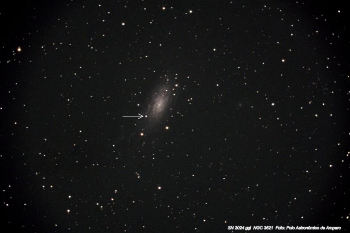 Seta indica onde a Supernova ocorreu