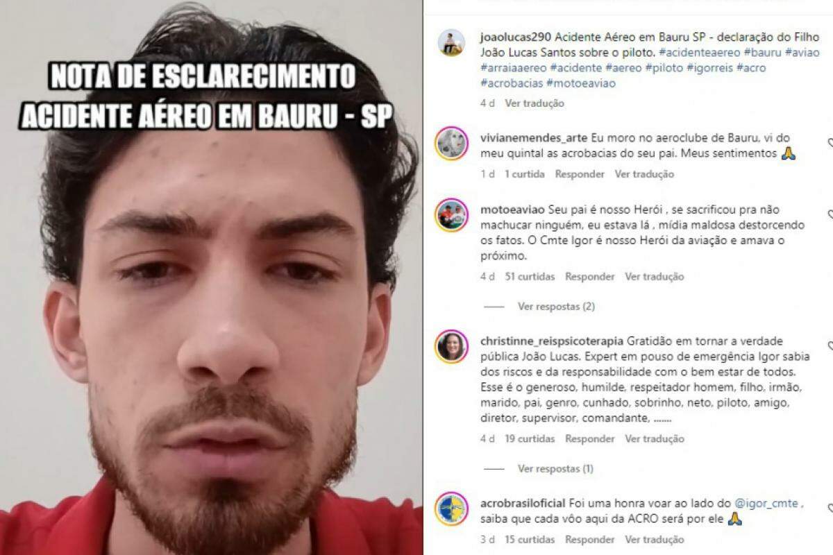 Vídeo foi postado no perfil do filho de Igor Reis