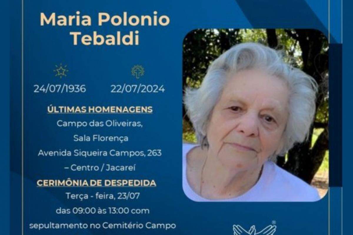 Maria Polonio Tebaldi foi sepultada nesta segunda
