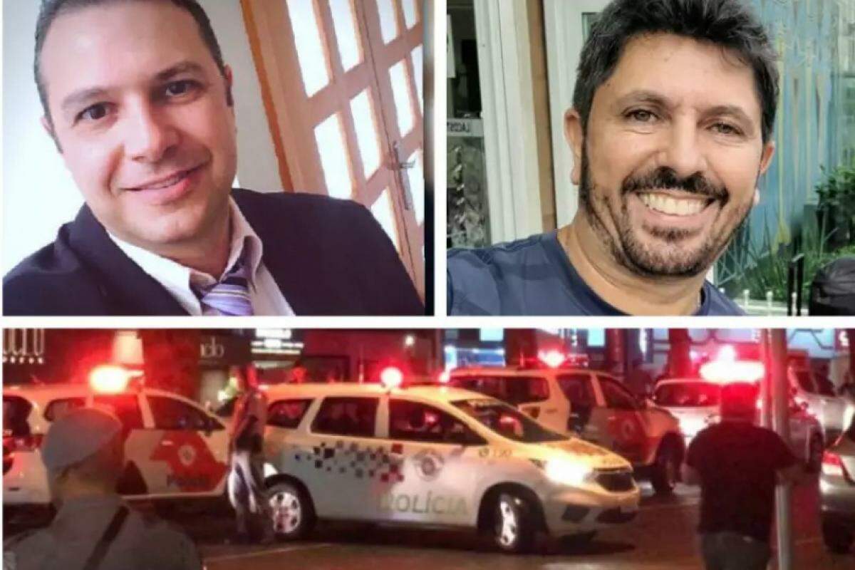 Samir Moussa (à esquerda) está preso desde maio, acusado de matar o auditor fiscal Adriano de Oliveira (à direita); abaixo, cena logo após o crime
