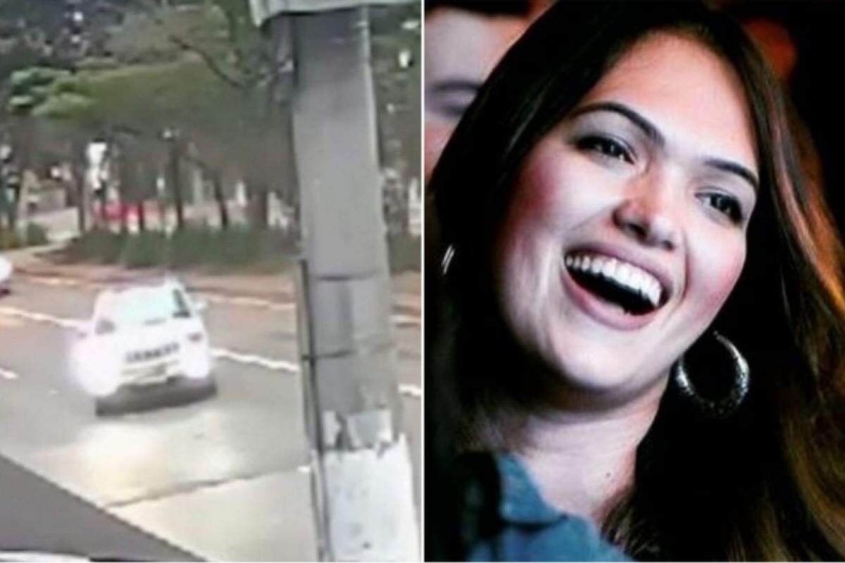 Carro após o acidente; Karine Guimarães vivia em São Paulo desde 2017