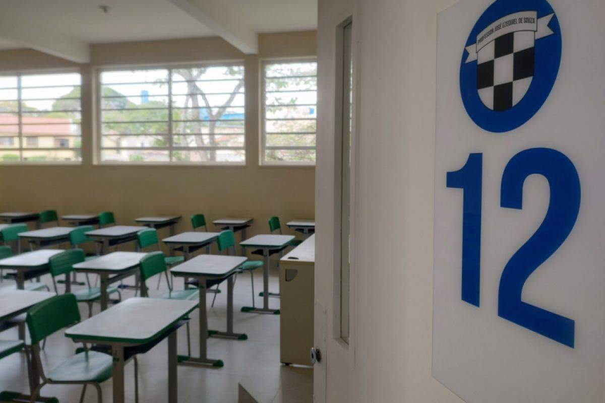 Sala de aula em escola da rede municipal de Taubaté