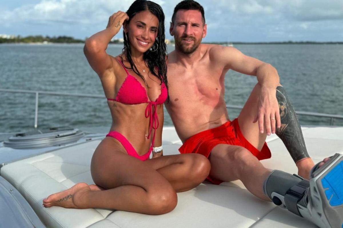 Messi ao lado da esposa Antonela Roccuzzo