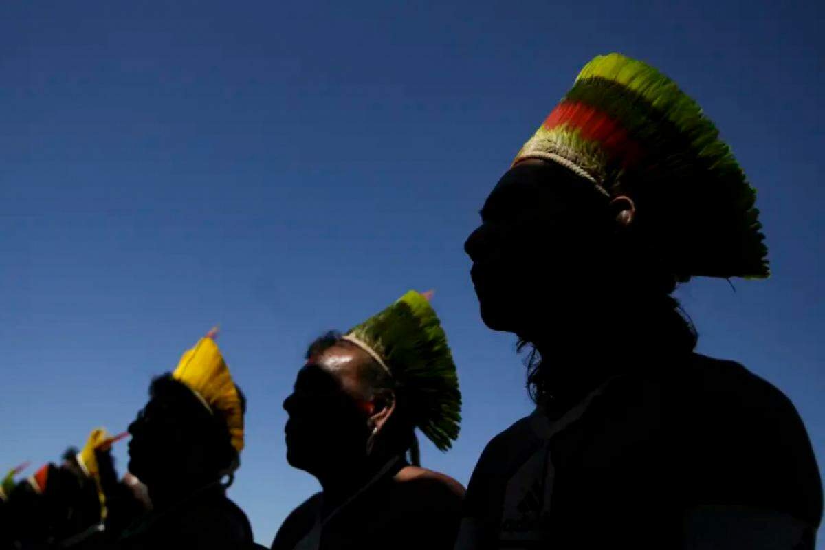 Indígenas protestam contra o marco temporal