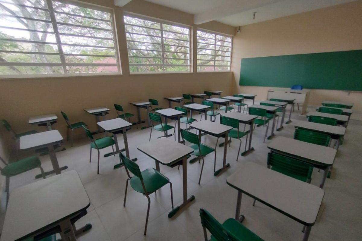 Sala de aula em escola da rede municipal de Taubaté