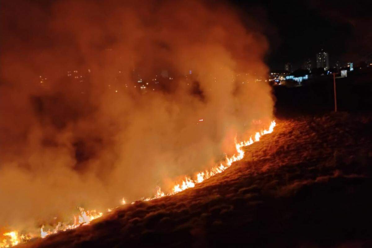 Incêndio em terreno às margens da rodovia Fábio Talarico, em Franca, no dia 22 de julho