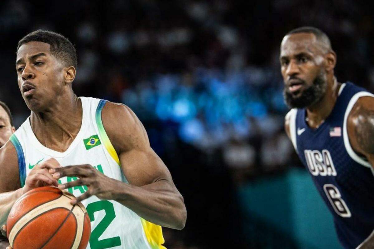 Georginho foi um dos destaques do Brasil diante dos EUA, mas cotovelada em LeBron quase gerou confusão