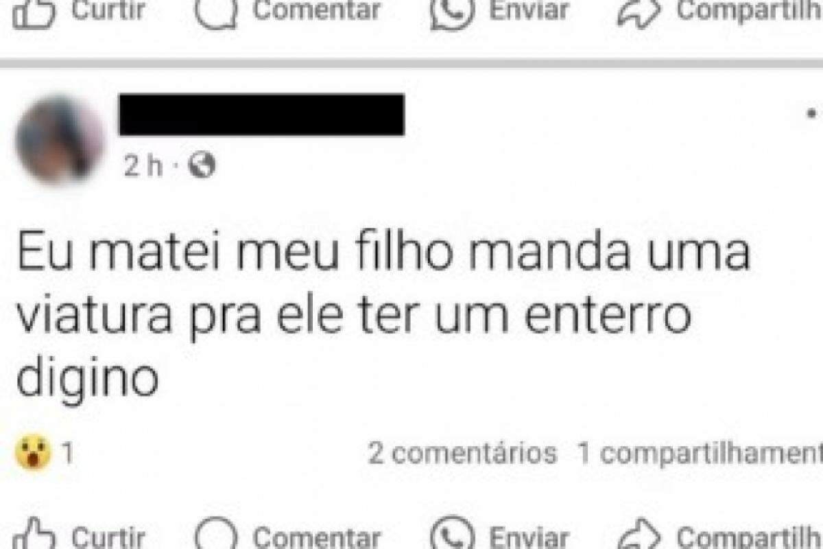 postagem dela no Facebook; mulher sofria de surtos psicóticos