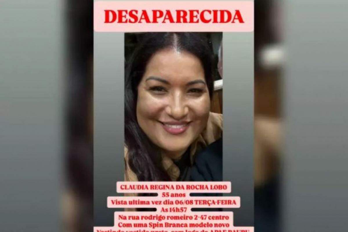 Quem tiver informações sobre o paradeiro de Claudia deve entrar em contato pelos telefones (14) 99875-0050 ou (14) 99660-1147