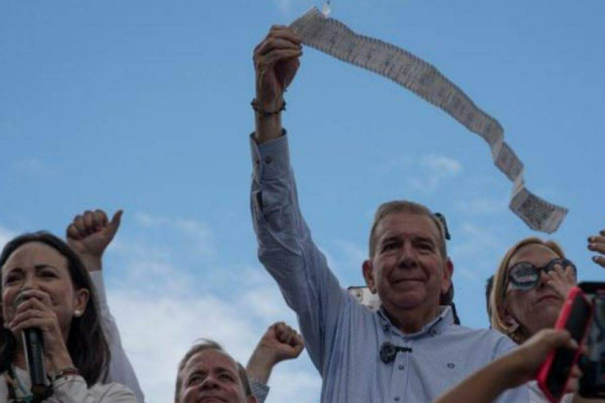 Oposicionistas na sede da ONU em Caracas