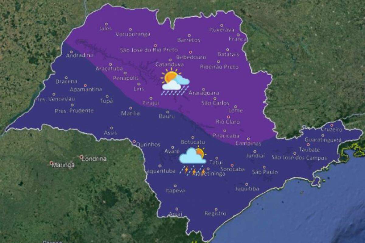 Bauru está dentro do mapa de impacto da frente fria