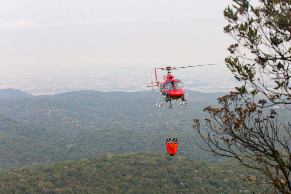 Helicópteros auxiliam no combate ao fogo em regiões do Estado de SP