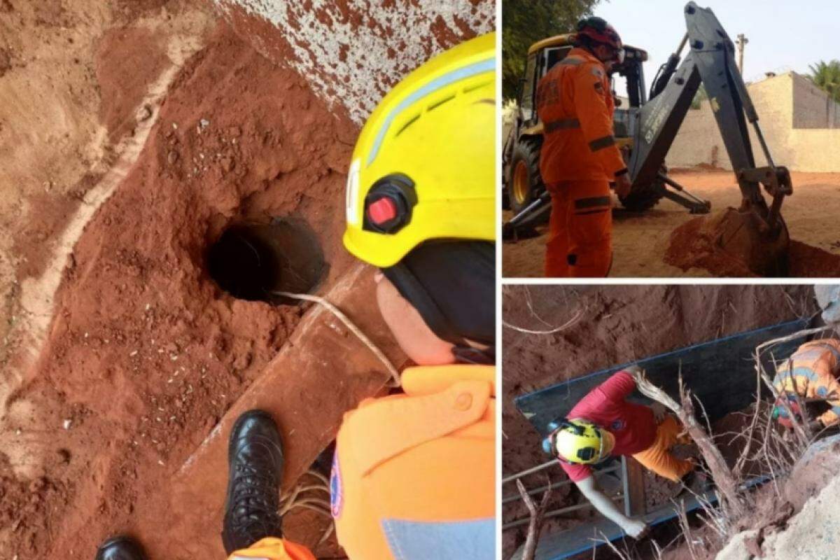 Bombeiros da cidade de Frutal trabalham para resgatar a criança de 6 anos