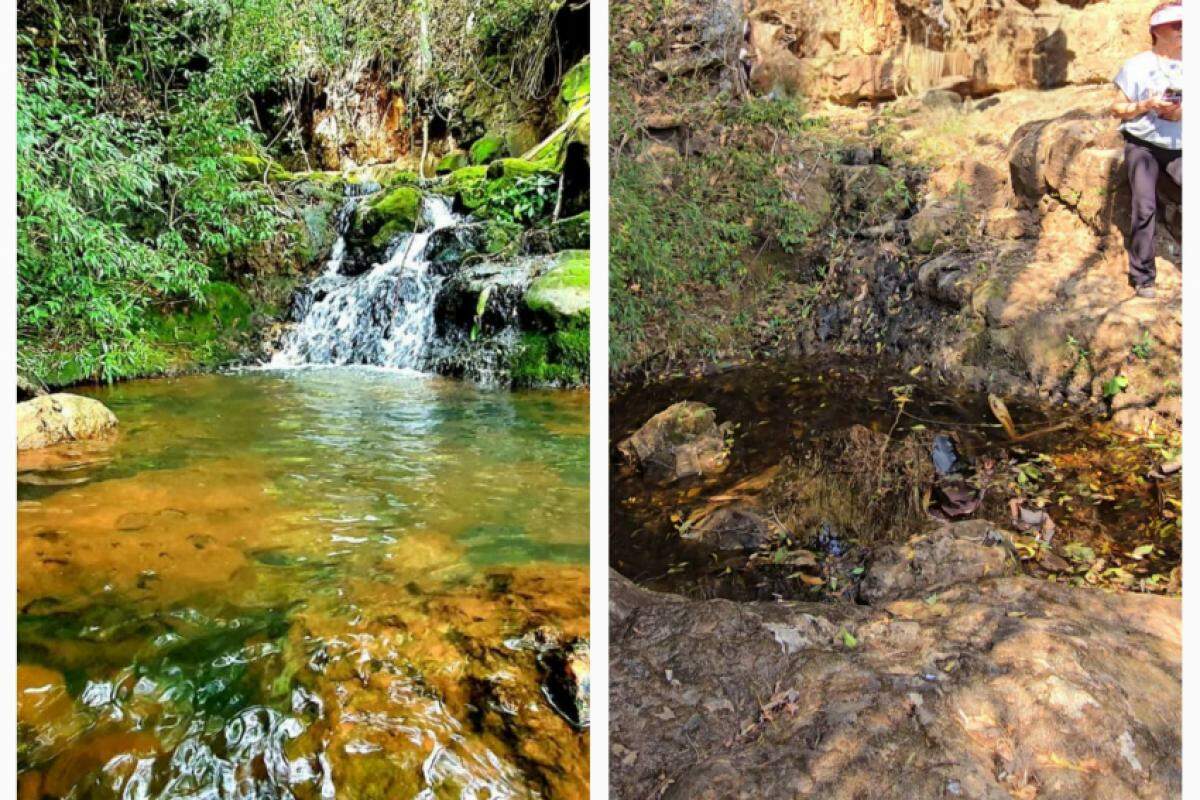 Localizada na Serra da Jacutinga, em Agudos, foto impressionante mostra diferença da mesma nascente em apenas três anos