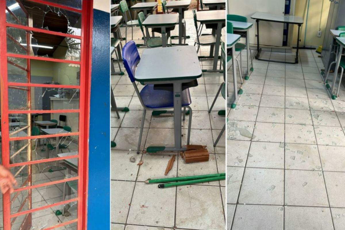 Professores encontraram diversos vidros e materiais didáticos espalhados