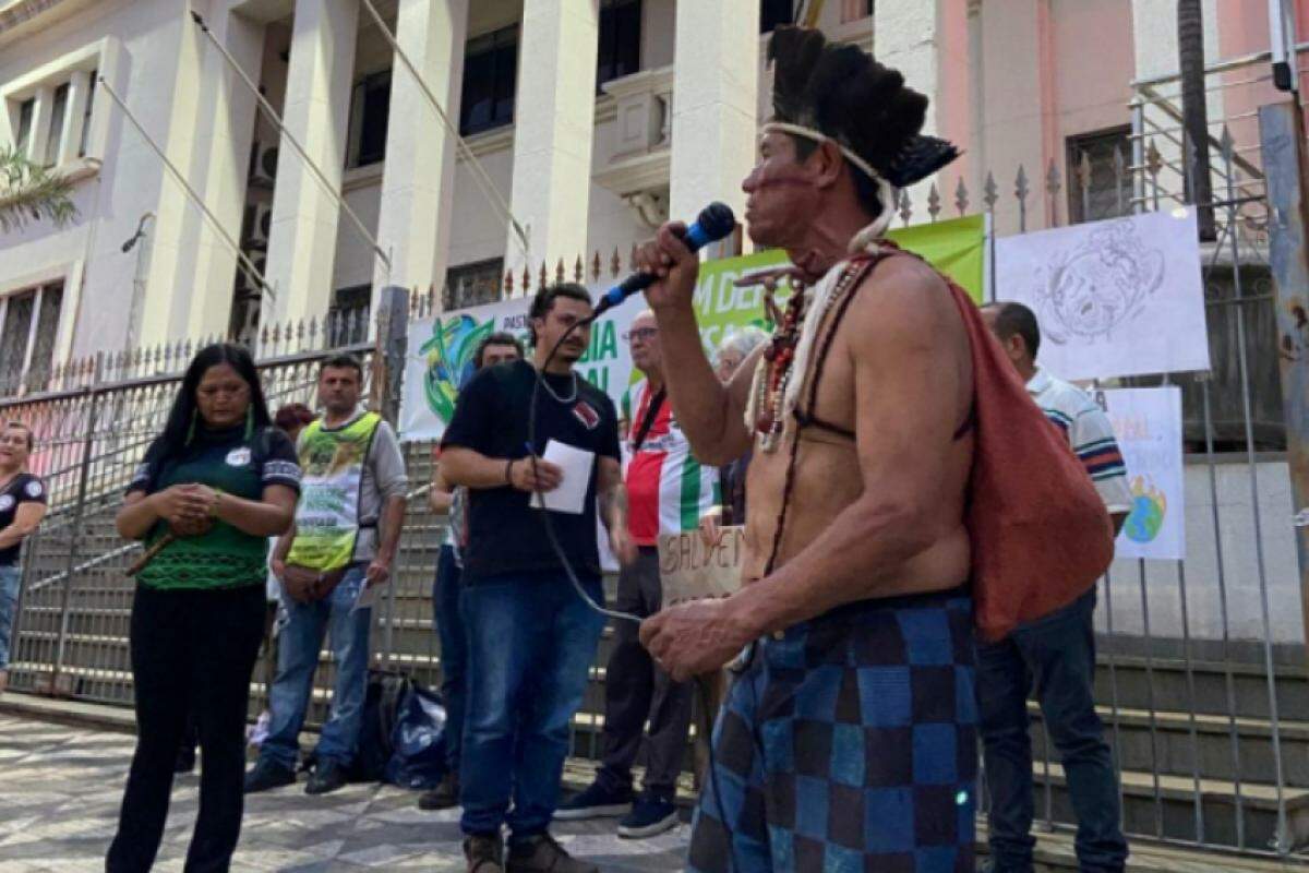 Joselino Ribeiro da Silva da aldeia Tereguá discursou sobre a preservação ambiental 