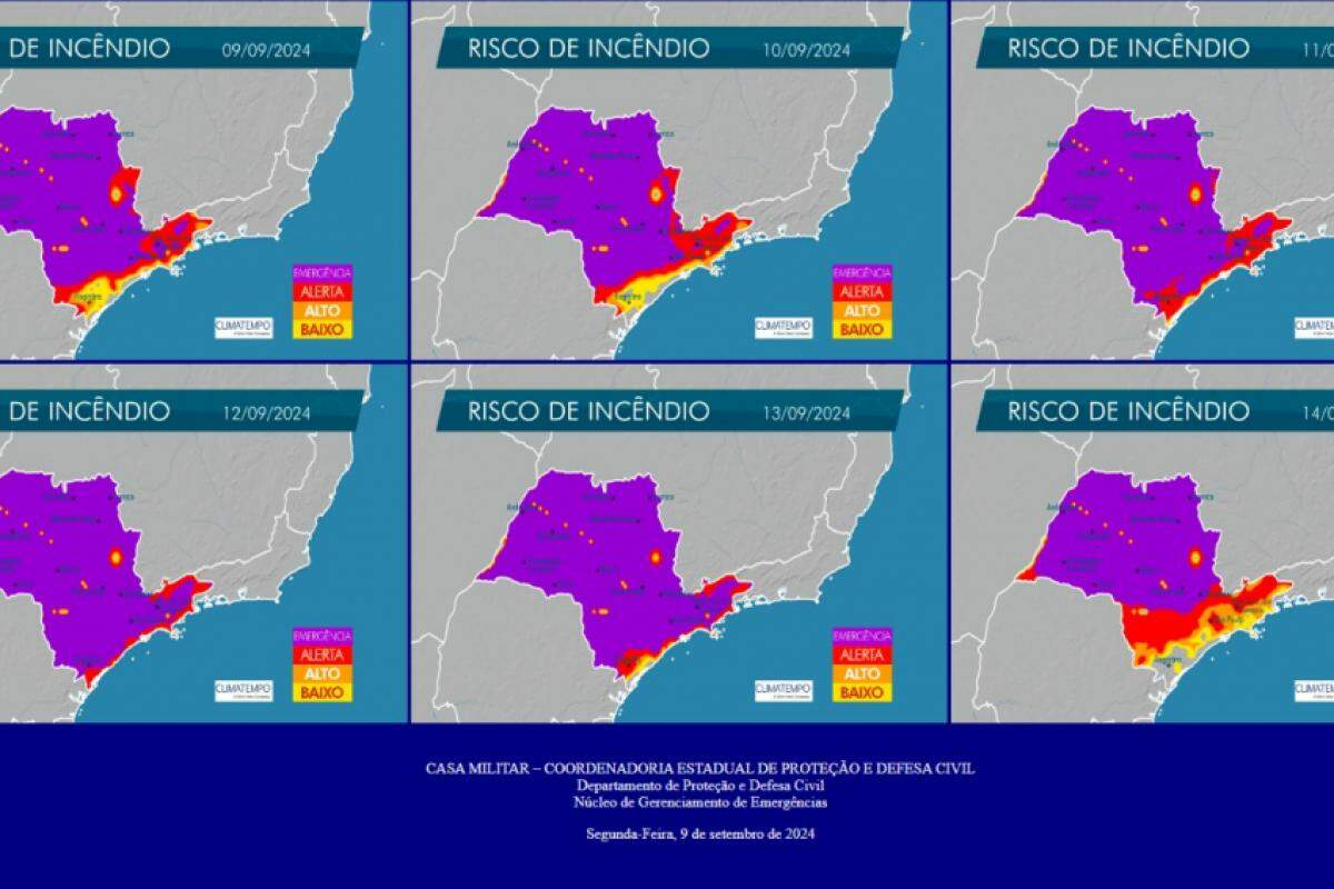 Mapas mostram possibilidade incêndios em todo o Vale