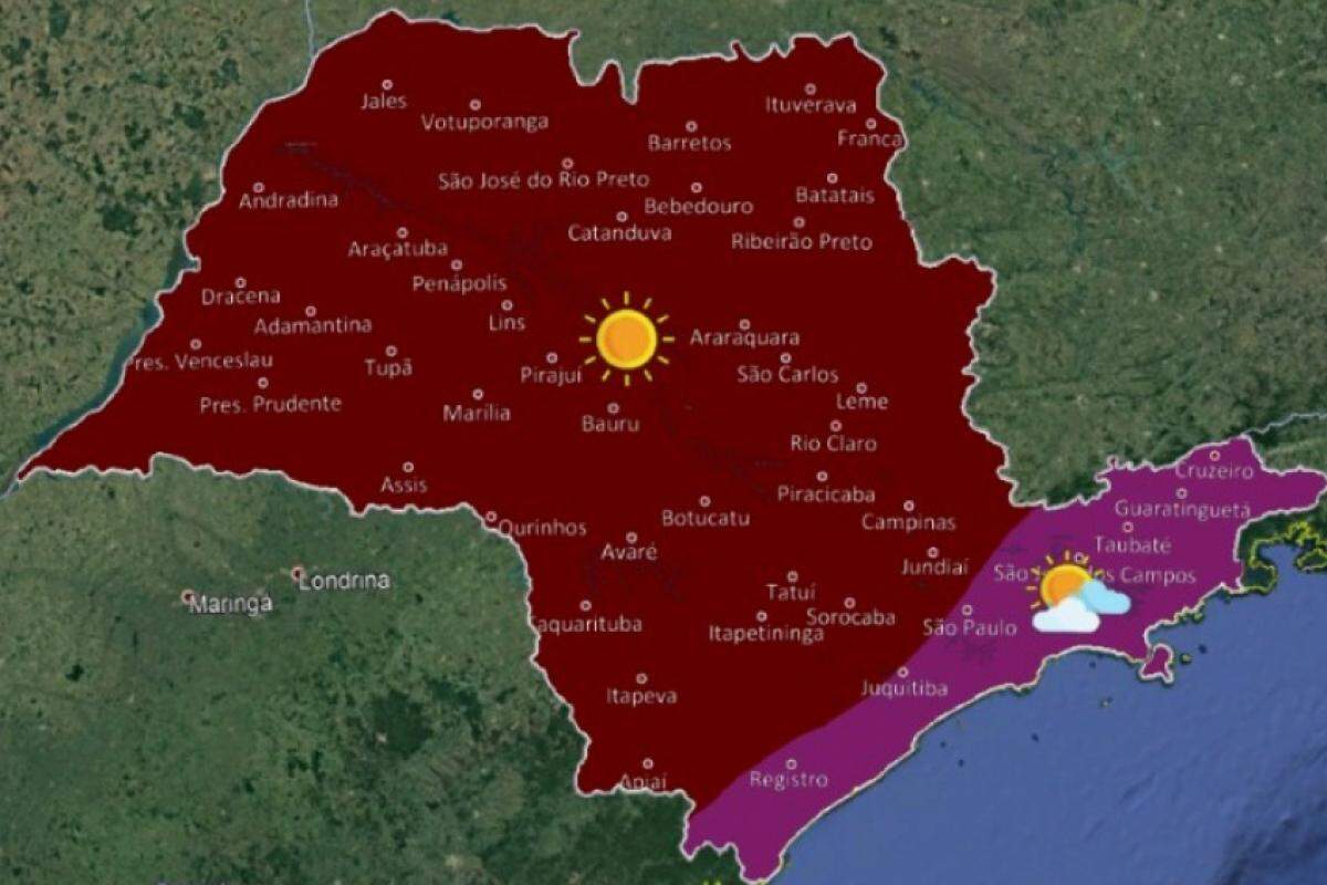 Uma massa de ar quente e seco mantém as condições de tempo estáveis no estado